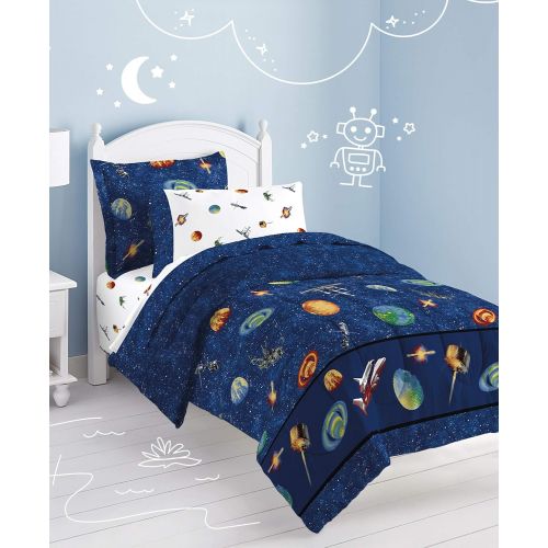  Dawhud Dream Factory Outer Space Satellites Boys Comforter Set, Blue, Twin