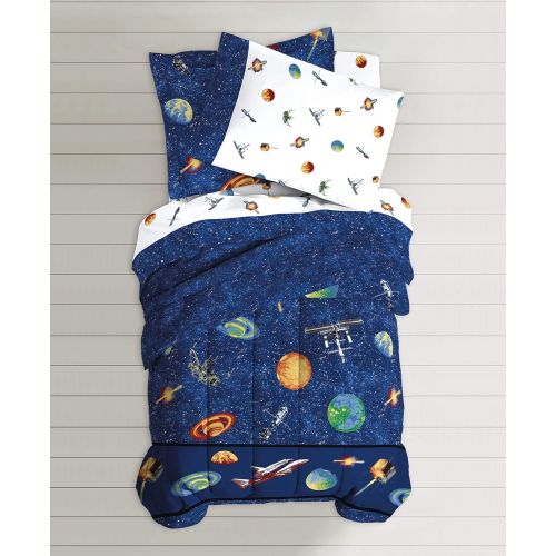  Dawhud Dream Factory Outer Space Satellites Boys Comforter Set, Blue, Twin