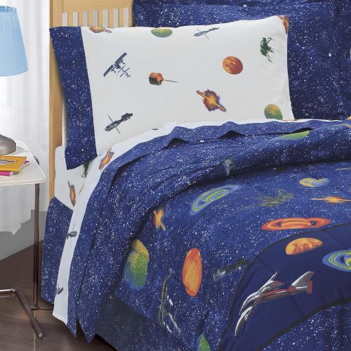  Dawhud Dream Factory Outer Space Satellites Boys Comforter Set, Blue, Twin