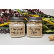 DawnCandleWorx Birthday Gift Set - 8oz Soy Candle Handmade - Birthday Gift for Friend - Gift for Coworker - Birthday Candle - Farmhouse Candles - Mason Jar