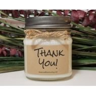 DawnCandleWorx 8oz Thank You Gift - Employee Appreciation - Personalized Candles - Boss Day Gift - Teacher Gifts - Coworker Gift - Hostess Gift - Mason Jar