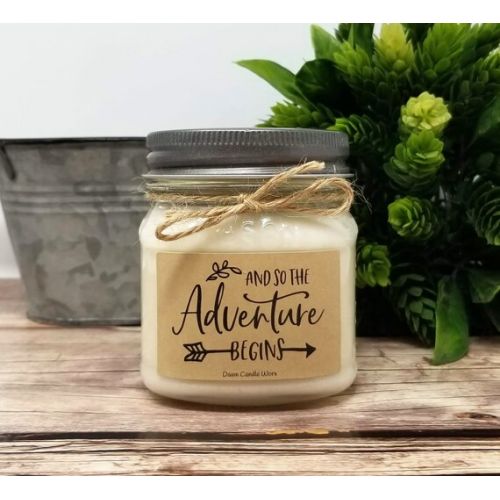  DawnCandleWorx 8oz Personalized Engagement Gift - Soy Candles Handmade - Wedding Candle - Engagement Candle - Bride Gift - Bridal Shower Gift - Custom Gift