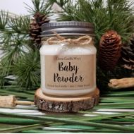 DawnCandleWorx 8oz Baby Powder Scented Candle - Soy Candle - Mason Jar Candles - New Baby Gift - Baby Shower Favors - Homemade Candles - Shower Prizes