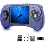 RG ARC-S Handheld Game Console 4.0 inch IPS Screen Linux System RK3566 64bit 5G WiFi Bluetooth 4.2 Retro Video Player with 128GB Card 20+ Simulator 4541 Games Support Wired Handle (RG ARC-S-Blue TP)