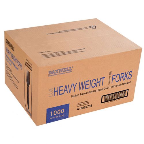  Daxwell A10003736 Plastic Cutlery, Heavy Weight Polystyrene (PS) Forks, Wrapped, Black, 6.75 (Case of 1,000)