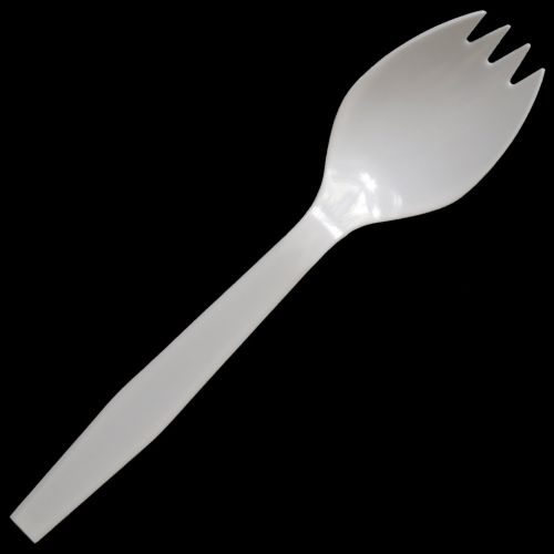  Daxwell A10002663 Plastic Cutlery, Medium Heavy Weight Polypropylene (PP) Sporks, White, 5.5 (Case of 1,000)