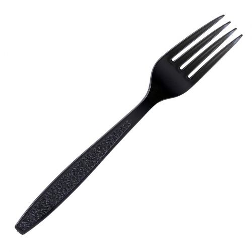  Daxwell A10000982 Plastic Cutlery, Heavy Weight Polystyrene (PS) Forks, Wrapped, Black, 7 1/8 (Case of 1,000)