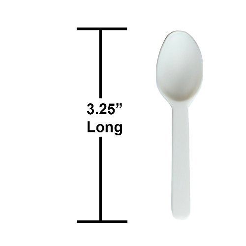  Daxwell A10000471 Plastic Cutlery, Light Weight Polypropylene (PP) Taster Spoons, White, 3.25 (3,000; 6 Bags of 500)