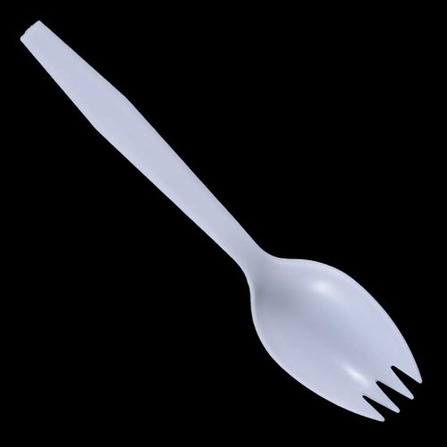  Daxwell Medium Weight Polypropylene 5 3/8 Spork, Individually Wrapped, White, Recyclable (Case of 1,000)