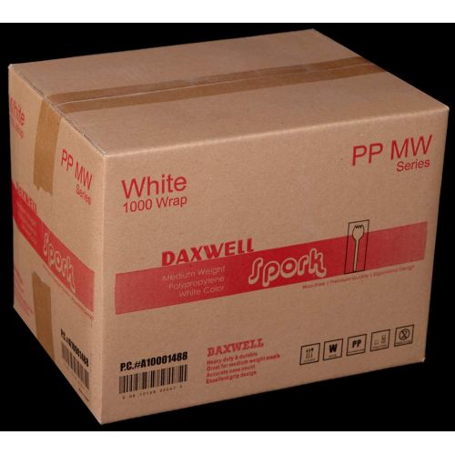  Daxwell Medium Weight Polypropylene 5 3/8 Spork, Individually Wrapped, White, Recyclable (Case of 1,000)