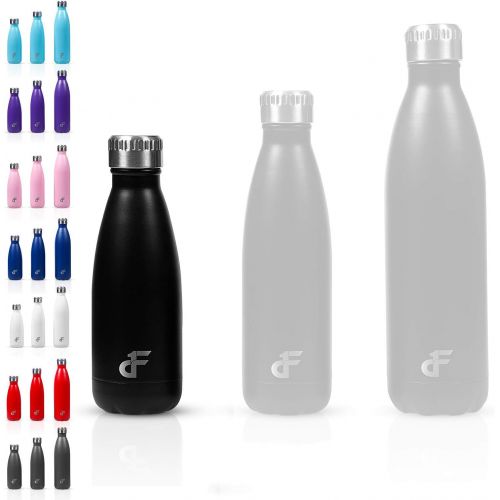  Day 1 Fitness Stainless Steel Water Bottle Narrow Mouth with Screw Lid (12, 17, or 25 oz) - 3 Size, 8 Color, and Multi-pack Options  Vacuum Insulated, Double Walled, Powder-Coated