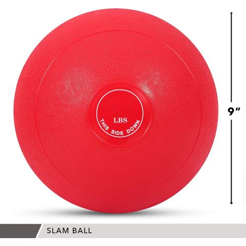  Weighted Slam Ball by Day 1 Fitness  9 Weight and 3 Color OPTIONS - No Bounce Medicine Ball - Gym Equipment Accessories for High Intensity Exercise, Functional Strength Training,