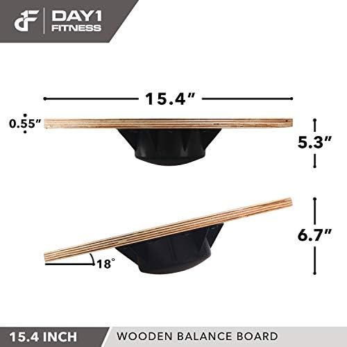  Day 1 Fitness Balance Board, 15.4”  360° Rotation, for Balance, Coordination, Posture - Large, Wooden Wobble Boards with 15° Tilting Angle for Workouts - Premium Core Trainer Equi