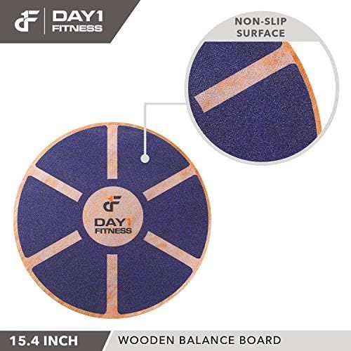  Day 1 Fitness Balance Board, 15.4”  360° Rotation, for Balance, Coordination, Posture - Large, Wooden Wobble Boards with 15° Tilting Angle for Workouts - Premium Core Trainer Equi