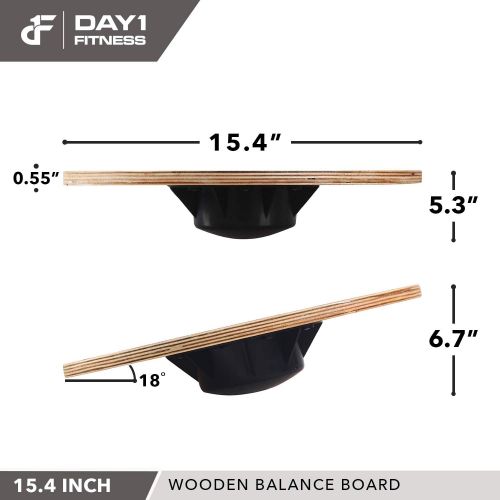  Day 1 Fitness Balance Board, 15.4”  360° Rotation, for Balance, Coordination, Posture - Large, Wooden Wobble Boards with 15° Tilting Angle for Workouts - Premium Core Trainer Equi