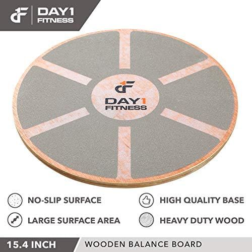  Day 1 Fitness Balance Board, 15.4”  360° Rotation, for Balance, Coordination, Posture - Large, Wooden Wobble Boards with 15° Tilting Angle for Workouts - Premium Core Trainer Equi