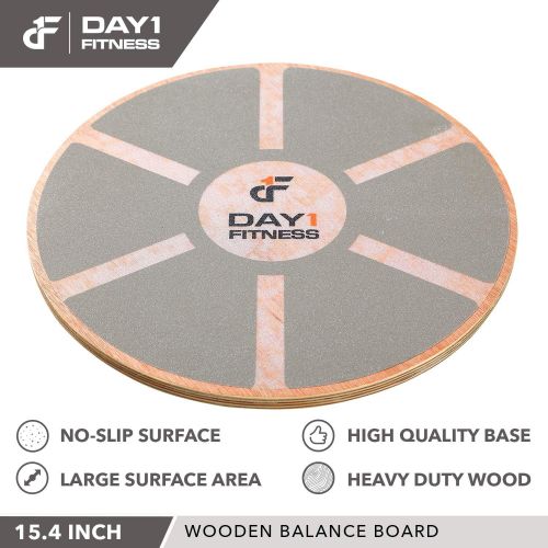  Day 1 Fitness Balance Board, 15.4”  360° Rotation, for Balance, Coordination, Posture - Large, Wooden Wobble Boards with 15° Tilting Angle for Workouts - Premium Core Trainer Equi