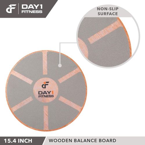  Day 1 Fitness Balance Board, 15.4”  360° Rotation, for Balance, Coordination, Posture - Large, Wooden Wobble Boards with 15° Tilting Angle for Workouts - Premium Core Trainer Equi