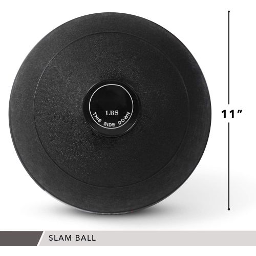  Weighted Slam Ball by Day 1 Fitness  9 Weight and 3 Color OPTIONS - No Bounce Medicine Ball - Gym Equipment Accessories for High Intensity Exercise, Functional Strength Training,