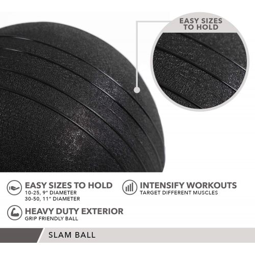  Weighted Slam Ball by Day 1 Fitness  9 Weight and 3 Color OPTIONS - No Bounce Medicine Ball - Gym Equipment Accessories for High Intensity Exercise, Functional Strength Training,