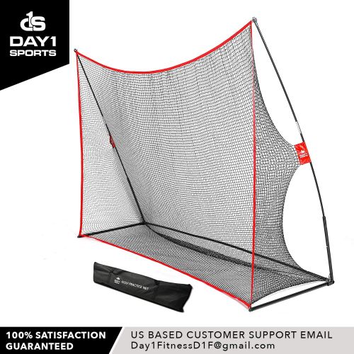  Practice Golf Hitting Net by Day 1 Sports - Large 10’ x 7’ - Portable Carry Bag - Indoor or Outdoor Use - Quick and Easy Assembly - Durable Golf Practice and Training Equipment, Pe