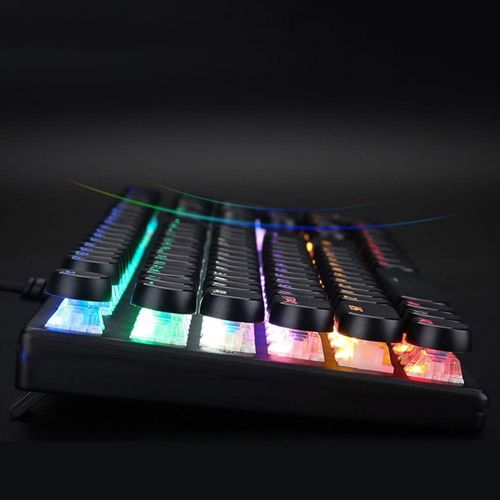  Dayangiii Mechanical Games Keyboard,RGB Backlit LED Retro Glossy Keycap Dozens of Light Effects Blue Switch Shaft for PC&Mac Gamers and Typist