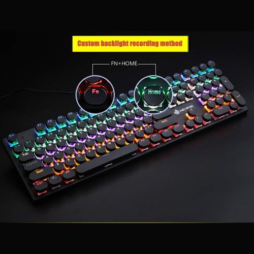  Dayangiii Mechanical Games Keyboard,RGB Backlit LED Retro Glossy Keycap Dozens of Light Effects Blue Switch Shaft for PC&Mac Gamers and Typist