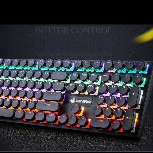  Dayangiii Mechanical Games Keyboard,RGB Backlit LED Retro Glossy Keycap Dozens of Light Effects Blue Switch Shaft for PC&Mac Gamers and Typist