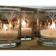 DaydreemDesigns Tree Branch Candle Holders Engraved Forest Wedding Favors Winter Holiday Home Decor Reception Table Votive Holders