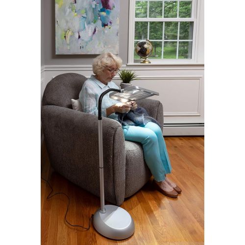  Daylight daylight24 402039-05 Full Page 8 x 10 Inch Magnifier LED Illuminated Floor Lamp, Silver