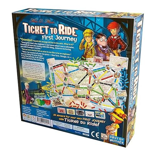  Ticket to Ride First Journey Board Game - Fun and Easy for Young Explorers! Train Strategy Game, Family Game for Kids & Adults, Ages 6+, 2-4 Players, 15-30 Min Playtime, Made by Days of Wonder