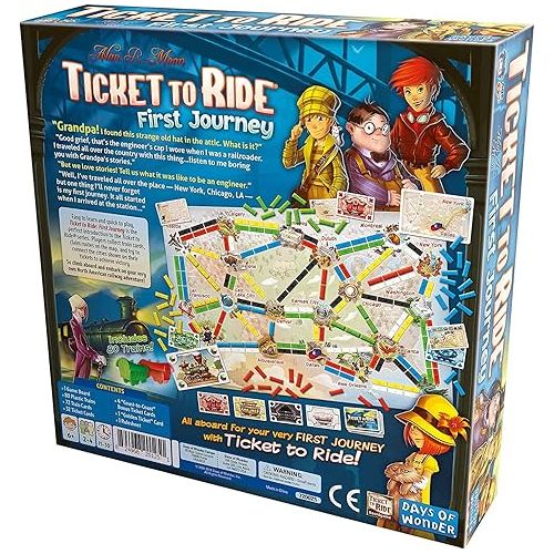  Ticket to Ride First Journey Board Game - Fun and Easy for Young Explorers! Train Strategy Game, Family Game for Kids & Adults, Ages 6+, 2-4 Players, 15-30 Min Playtime, Made by Days of Wonder