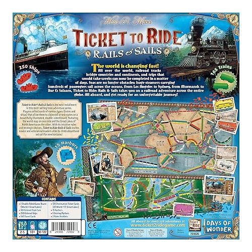  Ticket to Ride Rails & Sails Board Game - Train Route-Building Strategy Game, Fun Family Game for Kids & Adults, Ages 10+, 2-5 Players, 90-120 Minute Playtime, Made by Days of Wonder