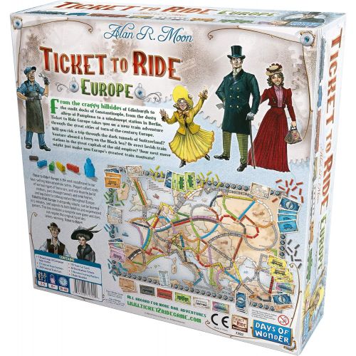  Ticket to Ride Europe Board Game Family Board Game Board Game for Adults and Family Train Game Ages 8+ For 2 to 5 players Average Playtime 30-60 minutes Made by Days of Wonder