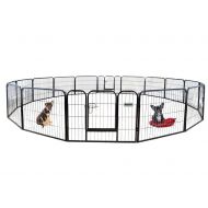 DazzPet Dog Puppy Large Playpen Metal Fence with Door | Heavy Duty Pet Pen Outside Exercise RV Play Yard | Outdoor Indoor Courtyard Kennel Crate Enclosures | 24 Height 16 Panel