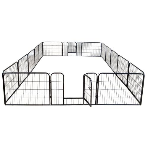  DazzPet Dog Puppy Large Playpen Metal Fence with Door | Heavy Duty Pet Pen Outside Exercise RV Play Yard | Outdoor Indoor Courtyard Kennel Crate Enclosures | 24 Height 16 Panel