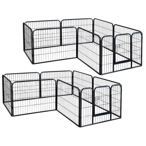  DazzPet Dog Puppy Large Playpen Metal Fence with Door | Heavy Duty Pet Pen Outside Exercise RV Play Yard | Outdoor Indoor Courtyard Kennel Crate Enclosures | 24 Height 16 Panel