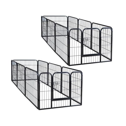  DazzPet Dog Puppy Large Playpen Metal Fence with Door | Heavy Duty Pet Pen Outside Exercise RV Play Yard | Outdoor Indoor Courtyard Kennel Crate Enclosures | 24 Height 16 Panel