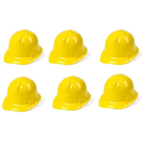  Dazzling Toys 6 Pack Construction Hats | Building Supplies Yellow Construction Hat | Accessory for Kids Building Projects | Pack of 6