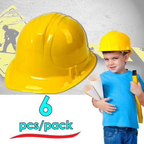  Dazzling Toys 6 Pack Construction Hats | Building Supplies Yellow Construction Hat | Accessory for Kids Building Projects | Pack of 6