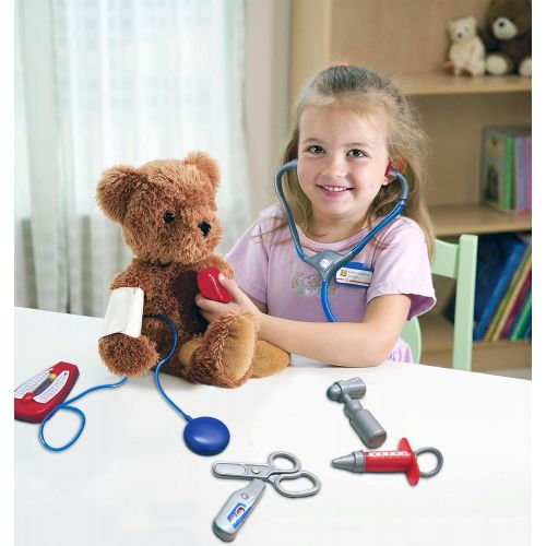  Dazzling Toys Washable Long Lasting Kids Pretend Doctor Nurse Costume Outfit Role Play Set with 6 Accessories