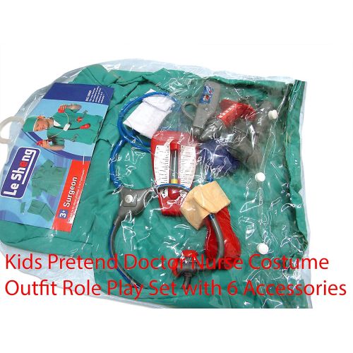  Dazzling Toys Washable Long Lasting Kids Pretend Doctor Nurse Costume Outfit Role Play Set with 6 Accessories