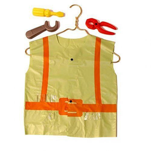  Dazzling Toys Kids Construction Vest and Tool Set Realistic Pretend Play Yellow and Orange Construction Worker Dress Up Costume and Tool Kit