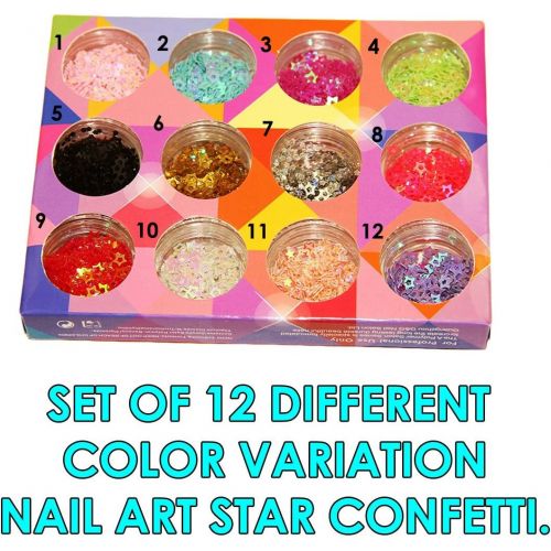  Dazzling Toys 12 Sectional Nail Star Confetti Pack. Contains 12 Colors.