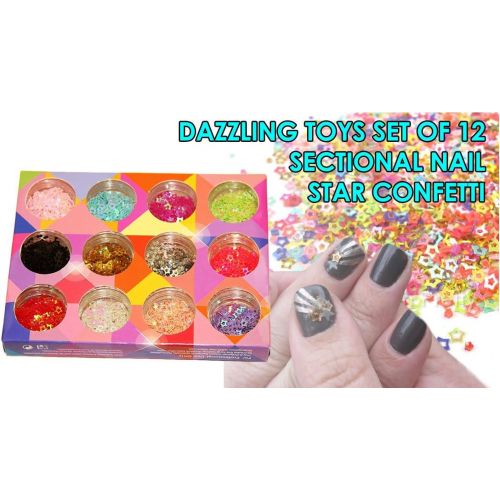  Dazzling Toys 12 Sectional Nail Star Confetti Pack. Contains 12 Colors.