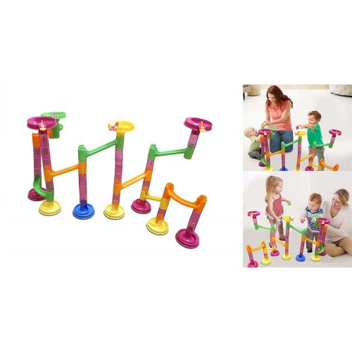  Dazzling Toys Marble Run Race Coaster Long Lasting 58 Piece Set with 43 Building Blocks Plus 15 Race Marbles Improving Your Childs Motor Skills and Brain Function