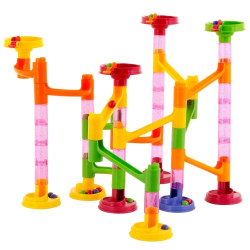  Dazzling Toys Marble Run Race Coaster Long Lasting 58 Piece Set with 43 Building Blocks Plus 15 Race Marbles Improving Your Childs Motor Skills and Brain Function