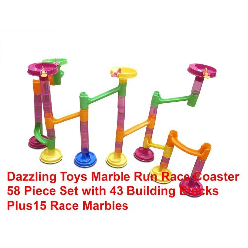  Dazzling Toys Marble Run Race Coaster Long Lasting 58 Piece Set with 43 Building Blocks Plus 15 Race Marbles Improving Your Childs Motor Skills and Brain Function