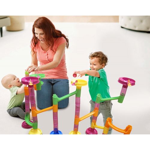  Dazzling Toys Marble Run Race Coaster Long Lasting 58 Piece Set with 43 Building Blocks Plus 15 Race Marbles Improving Your Childs Motor Skills and Brain Function