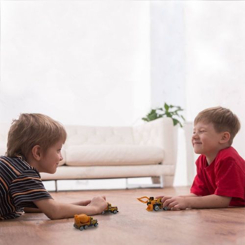  Dazzling Toys 6 Pack Construction Trucks Set | Includes 1 Cement Truck, 1 Bulk Truck, 1 Dump Truck and 1 Excavator.